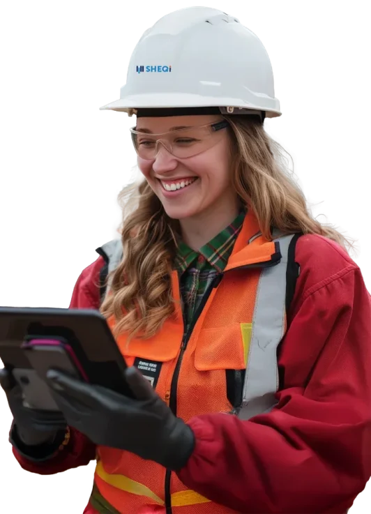 Female Construction Worker using SHEQ-i app